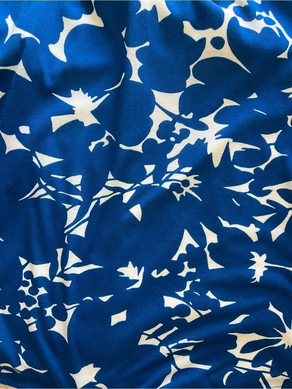 Ann Taylor Vibrant Royal Blue and White Floral Fit-and-Flare Mini Dress